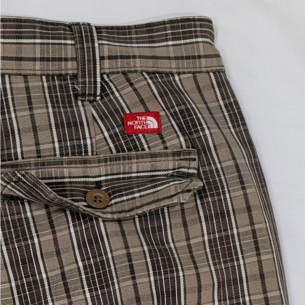 The North Face Mens Brown Plaid Hiking Shorts Size 36 Regular Outdoor Utility